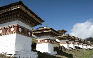 Bhutan Prints: Druk Wangyal Chortens, 108 chortens commissioned by the Queen Mother in memory of