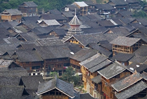 Drum Tower at Rongjiang, Guizhou Province, China, Asia