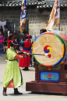 Bright Prints: Drummer, Deoksugung Palace, Seoul, South Korea, Asia