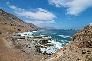 Iquique Prints: Dry desert seashore of Iquique, Atacama desert, Chile, South America