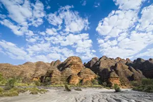 Riverbed Prints: Dry river before the the beehive-like mounds in the Purnululu National Park