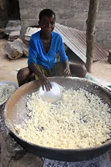 Drying Prints: Drying the cassava in the African village of Datcha, Togo, West Africa, Africa