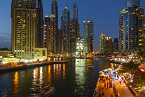 Middle Eastern Prints: Dubai Marina by night, Dubai, United Arab Emirates, Middle East