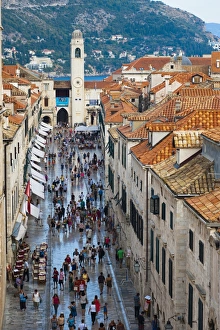 City Walls Prints: Dubrovnik City Bell Tower and Stradun
