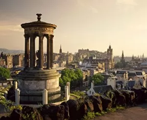 The Dugald Stewart Monument and view over Princes St