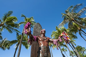 Garland Prints: Duke Paoa Kahanamoku, Waikiki Beach, Honolulu, Oahu, Hawaii, United States of America