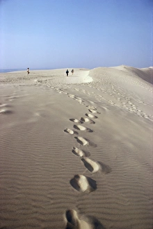 Foot Print Prints: Dunes du Pilat, Guyenne, near Bordeaux, Aquitaine, France, Europe