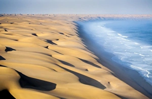 Dunes Prints: Where the dunes of the Namib Desert meet the Atlantic Ocean, Namibia, Africa