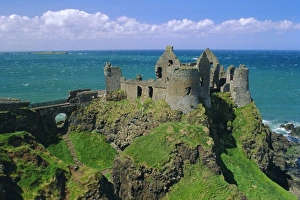 Dunluce Castle on rocky coastline
