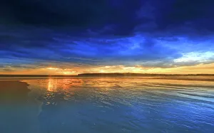 Evening Glow Prints: Dunnet Bay at sunset, near Thurso, Caithness, Highlands, Scotland, United Kingdom, Europe