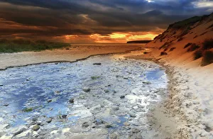 Scenic Landscape Prints: Dunnet Bay at sunset, near Thurso, Caithness, Highlands, Scotland, United Kingdom, Europe