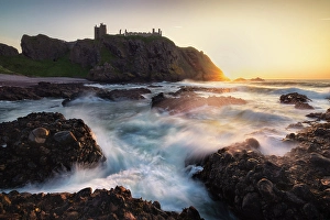 Cliffside Prints: Dunnnottar Castle at sunrise, Stonehaven, Aberdeenshire, Scotland, United Kingdom