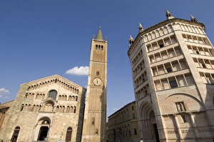 Images Dated 13th May 2008: Duomo (Cathedral) and Baptistry, Parma, Emilia-Romagna, Italy, Europe