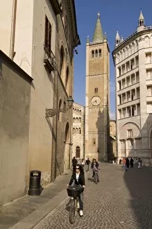 Duomo (Cathedral) Bell Tower and Baptistry, Parma, Emilia-Romagna, Italy, Europe