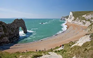 Leisure Activity Prints: Durdle Door beach and cliffs, Dorset, England, United Kingdom, Europe