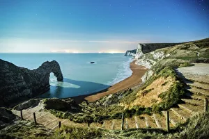 Stairs Prints: Durdle Door under the stars, Jurassic Coast, UNESCO World Heritage Site, Dorset, England