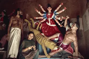 Effigies Prints: Durga Puja festival, Varanasi, Uttar Pradesh state, India, Asia