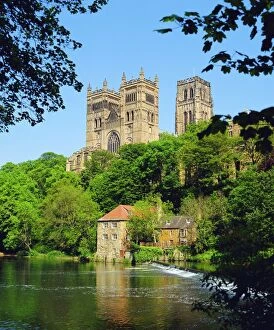 Durham Collection: Durham Cathedral from River Wear, County Durham, England