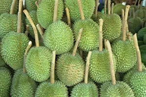 Stall Prints: Durian fruit piled up for sale in Bangkok