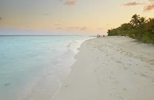 Maldives Prints: Dusk over the beach on Havodda Island, Gaafu Dhaalu atoll, Maldives