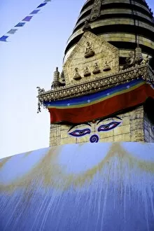 Images Dated 18th April 2011: Dusk at the Buddhist stupa of Swayambu (Monkey Temple) (Swayambhunath)