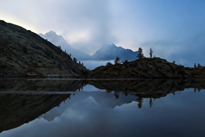 Graian Alps Prints: The dusk on Lake Vallette, Natural Park of Mont Avic, Valle d Aosta, Graian Alps