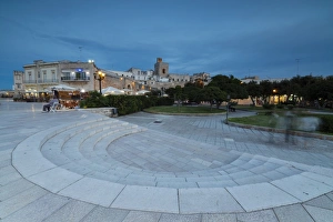 Paving Stone Prints: Dusk lights on the medieval fortress and squares of the old town
