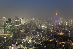 Roppongi Hills Prints: Dusk view of Tokyo from Tokyo City View observation deck, Roppongi Hills, Tokyo, Japan