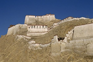 Gyangze Prints: The Dzong or fort at Gyantse in Tibet, China, Asia