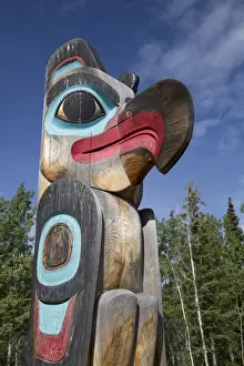 Eagle Prints: Eagle image on Totem Pole, Teslin Tlingit Heritage Center
