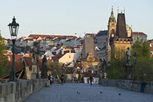 Early morning on Charles Bridge, UNESCO World Heritage Site, Prague, Czech Republic