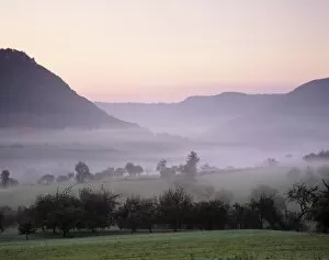 Images Dated 29th September 2009: Early morning fog, Filstal Valley, Swabian Alb, Baden Wurttemberg, Germany, Europe