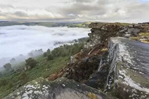 Foggy Gallery: Early morning fog, partial temperature inversion, Curbar Edge, Peak District National Park