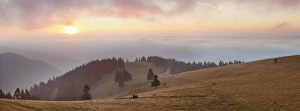 Belchen Mountain Prints: Early morning fog and sunrise, Belchen Mountain