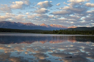 Pyramid Lake Prints: Early morning light at Pyramid Lake, Jasper National Park, UNESCO World Heritage Site