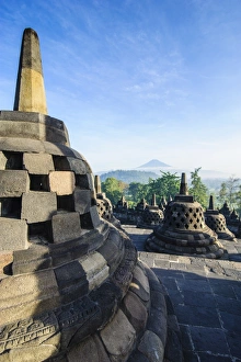 Early morning light at the temple complex of Borobodur, UNESCO World Heritage Site, Java, Indonesia, Southeast Asia, Asia