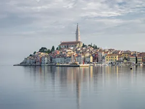 Rovinj Prints: Early morning, Old Town reflections, Rovinj, Istria, Croatia, Europe