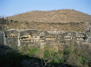 Cave Temple Prints: Early morning view of the caves