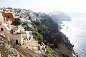 Fira Prints: Early morning view of Oia, Imerovigli and Fira