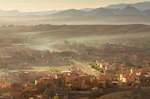 Typically Moroccan Prints: Early morning view over the town of Tinerhir