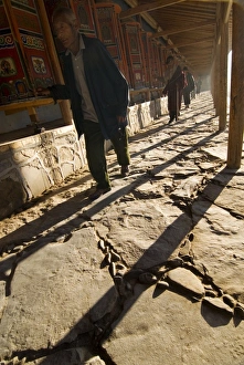 Spinning Prints: Early morning, Xiahe monastery, Xiahe, Gansu, China, Asia