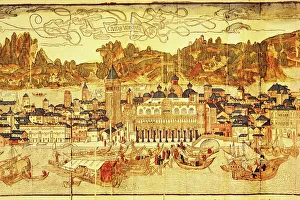Art Work Prints: Early panorama of Venice dating from the 15th century