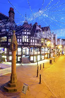 Street Scenes Prints: East Gate Street at Christmas, Chester, Cheshire, England, United Kingdom, Europe