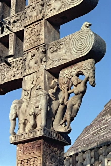 Feet Prints: Detail of East Gateway of the Great Stupa, Sanchi, UNESCO World Heritage Site