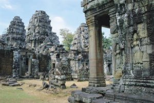 Block Prints: East Mebon Temple, Angkor, Siem Reap, Cambodia, Indochina, Asia