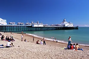P Ier Prints: Eastbourne pier and beach, East Sussex, England, Great Britain, United Kingdom, Europe