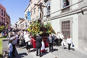 Crucifixion Prints: Easter procession in the old town Vegueta