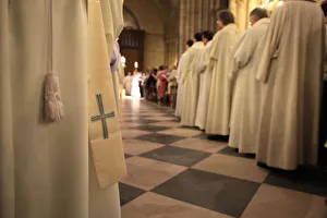 Robes Prints: Easter Wednesday celebration in Notre Dame cathedral, Paris, France, Europe