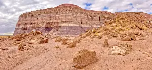 Boulder Prints: The eastern edge of the Clam Bed Mesa along the Red Basin Trail in Petrified Forest