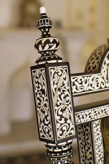 Rajput Prints: Ebony wood and ivory inlay detail on one of the pair of throne chairs